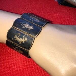 Vintage sterling silver Siam large bracelet